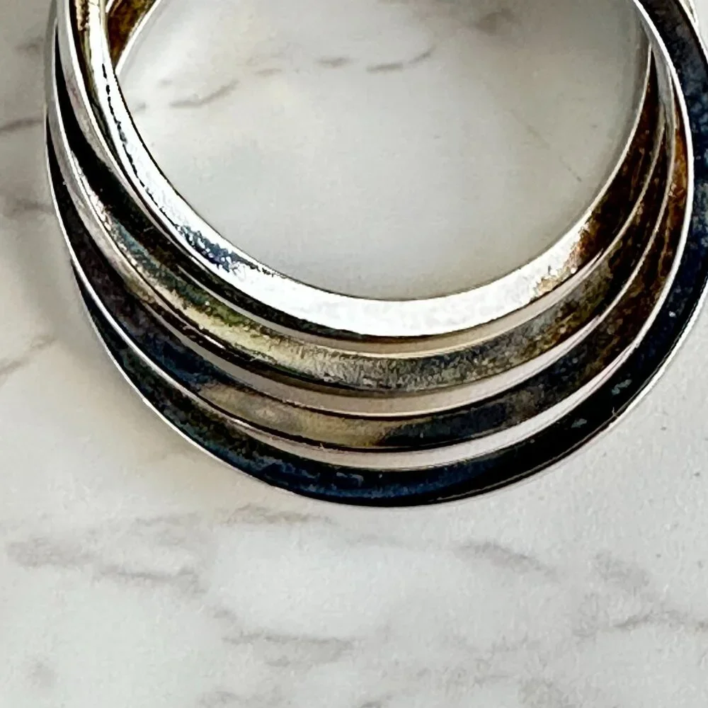 925 Silver Sculptural Hoops, Wave Design, 1" - Picture 4 of 8